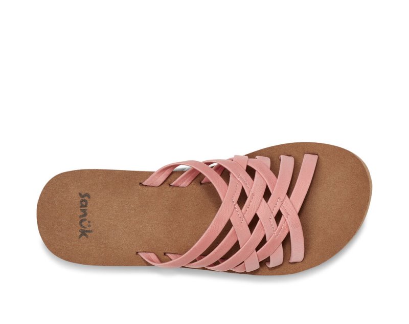 Sanuk Rio Slide Women's Flip Flops Pink / Brown | Canada 100JPQ